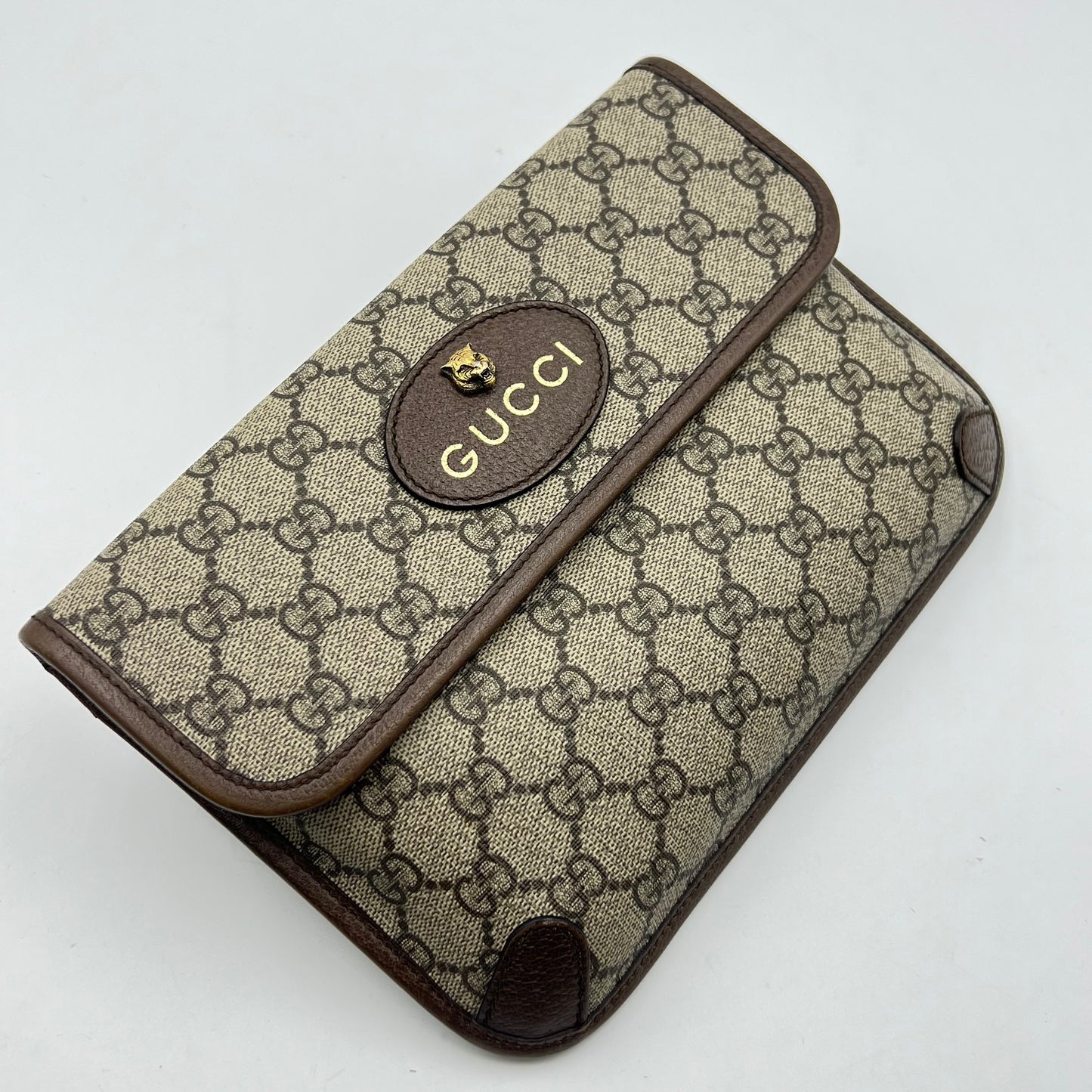 GG Supreme Monogram Neo Vintage Web Belt Bag Brown