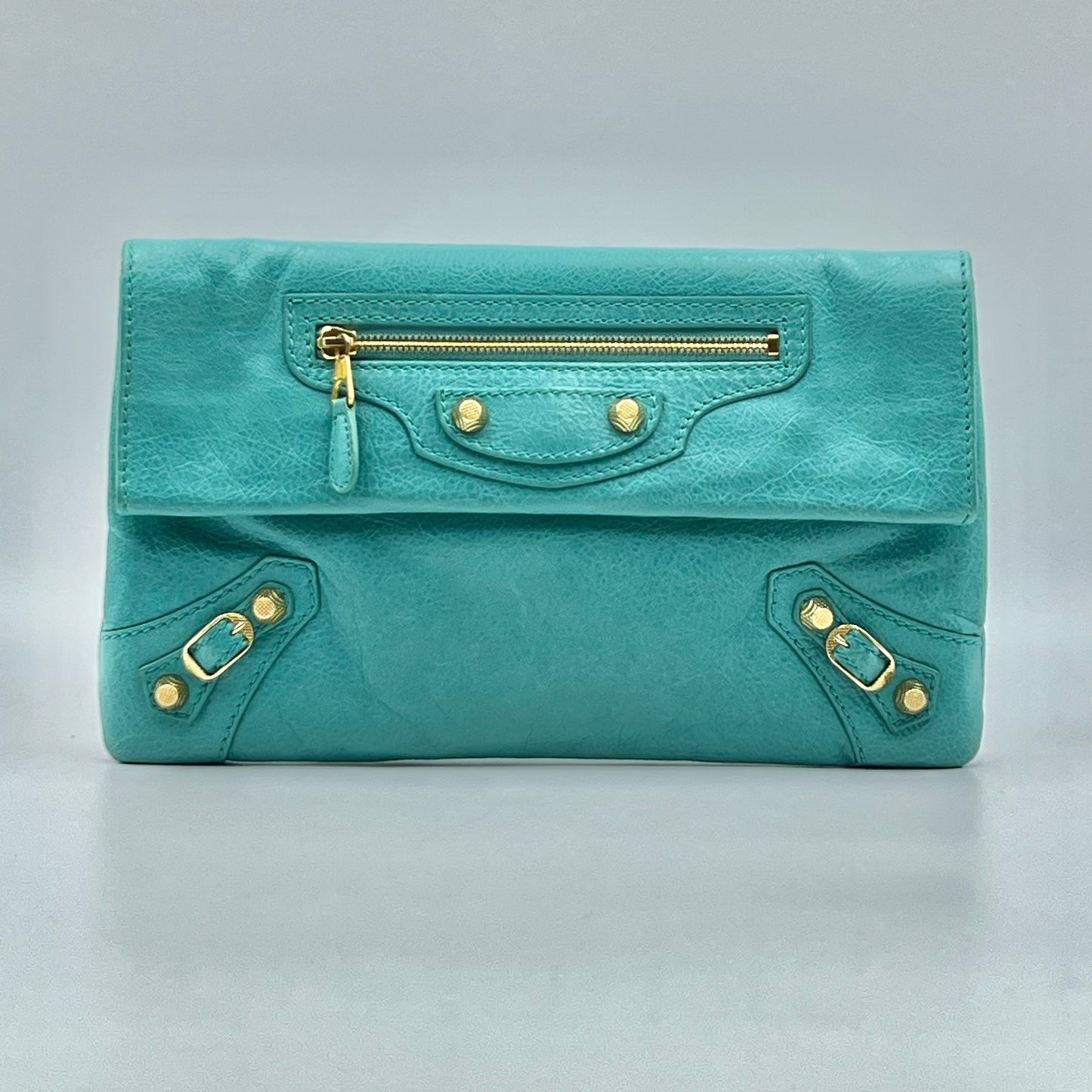 Torquise Leather RH Envelope Clutch