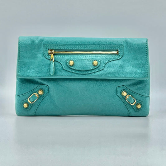 Torquise Leather RH Envelope Clutch