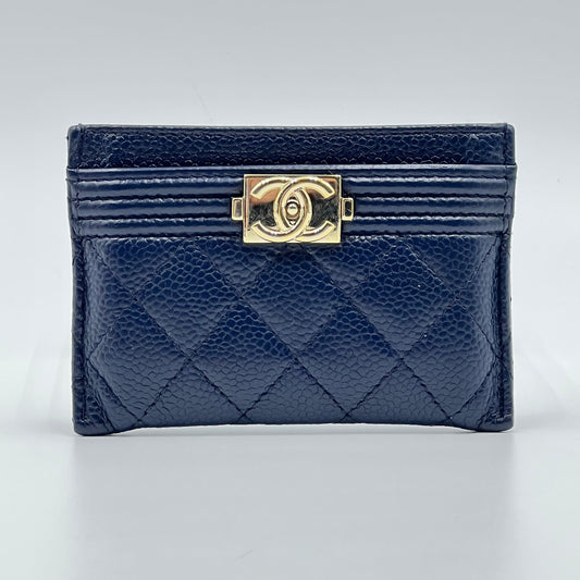 Boy Card Holder Quilted Caviar navy blue