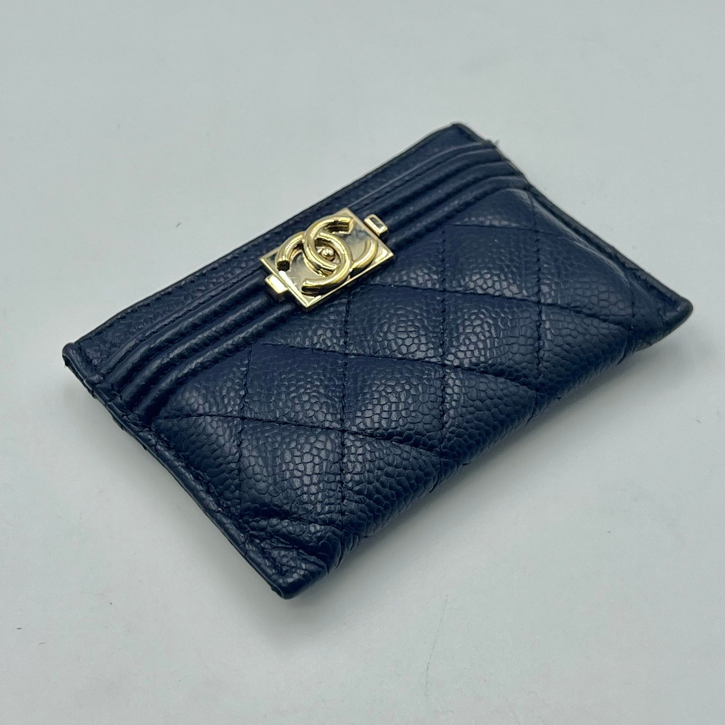 Boy Card Holder Quilted Caviar navy blue