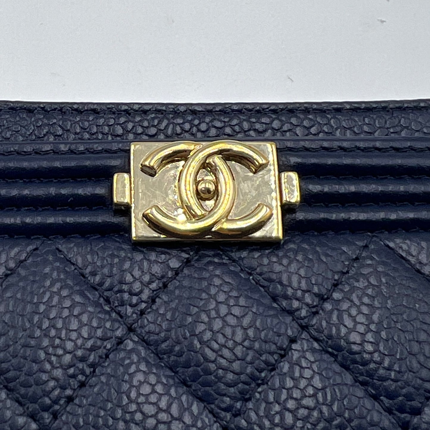 Boy Card Holder Quilted Caviar navy blue
