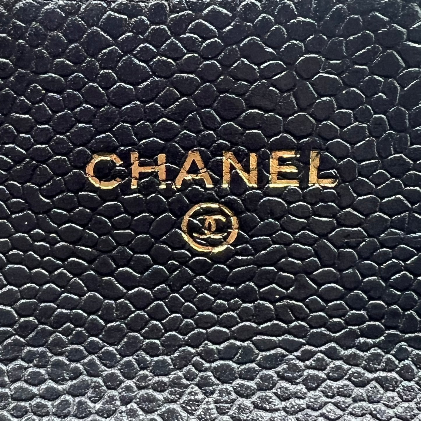 Caviar Quilted Flap Card Holder Wallet Black