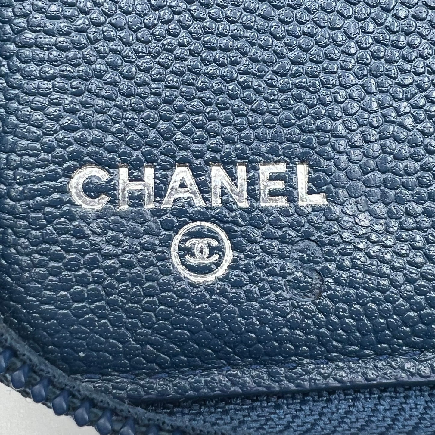 Pebbled Leather Blue Long Zippy Wallet