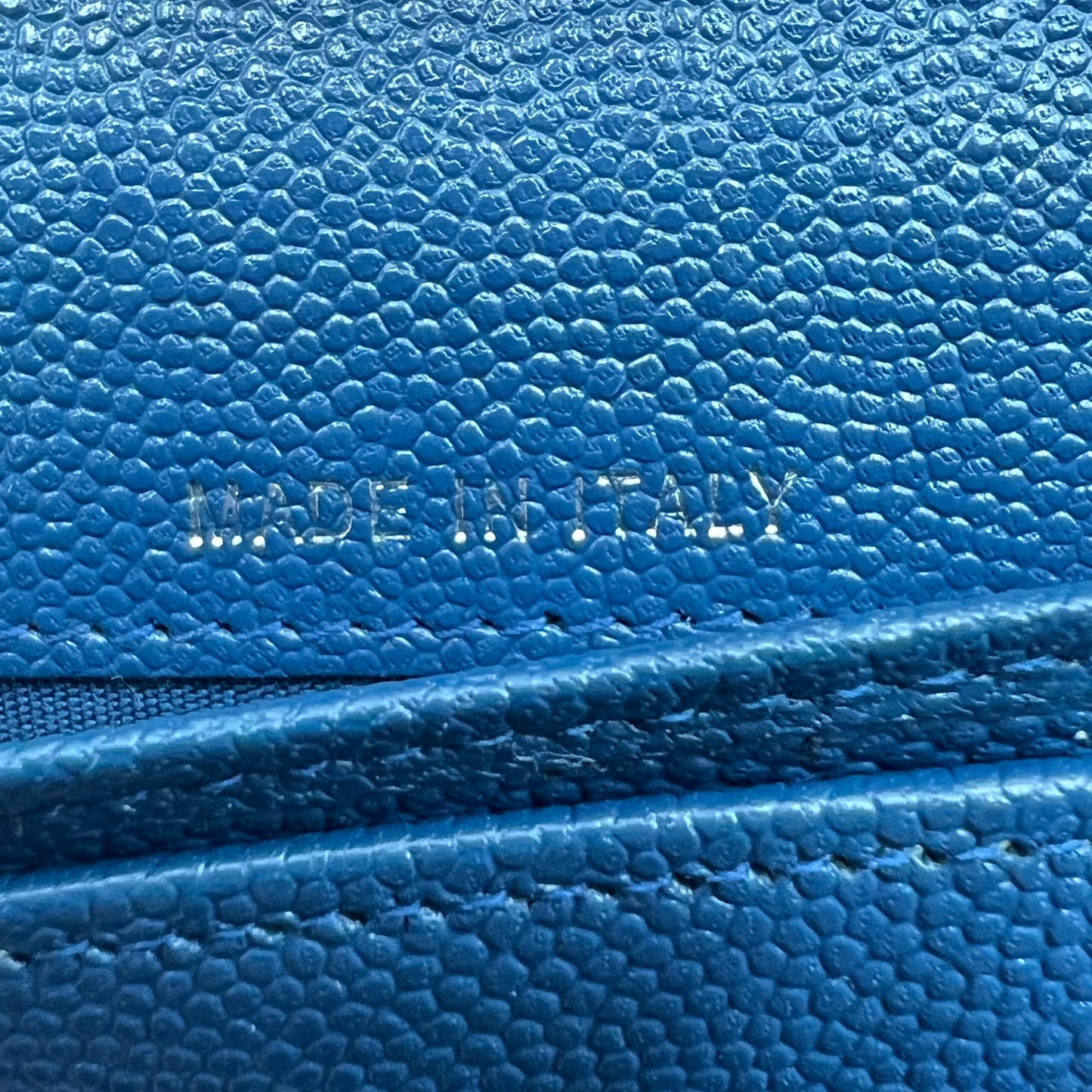 Pebbled Leather Blue Long Zippy Wallet