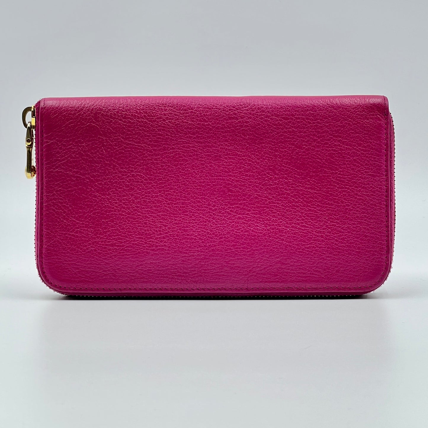 Hot Pink Leather Zip Around Long Wallet