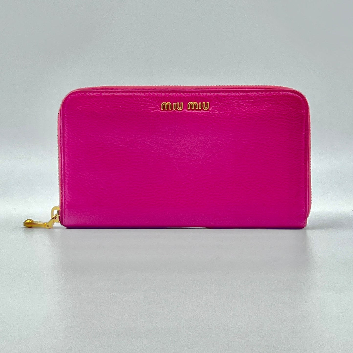 Hot Pink Leather Zip Around Long Wallet
