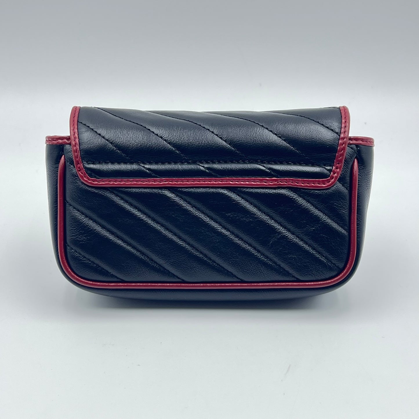 Gucci Black/Red Leather Super Mini GG Marmont