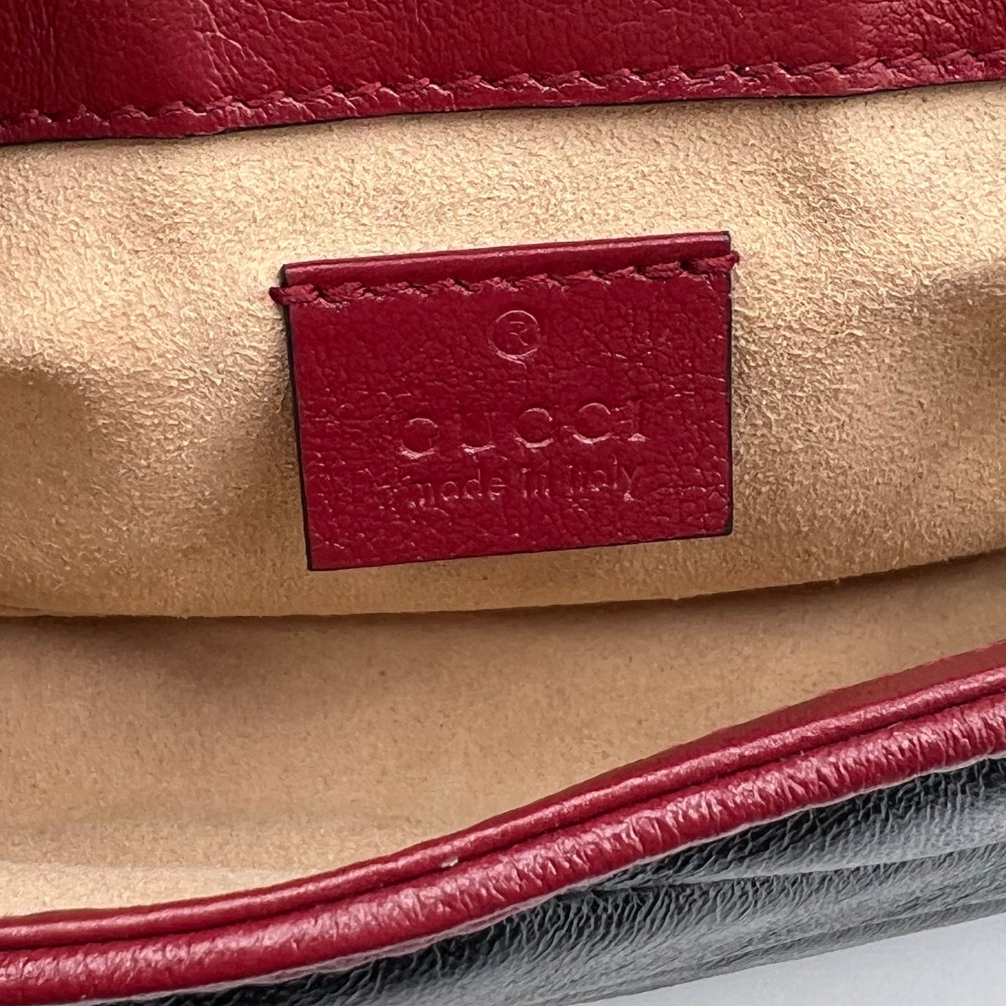 Gucci Black/Red Leather Super Mini GG Marmont