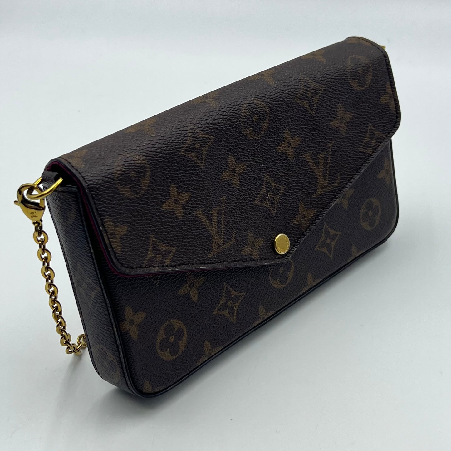 Monogram Pochette Felicie Chain Wallet Fuchsia