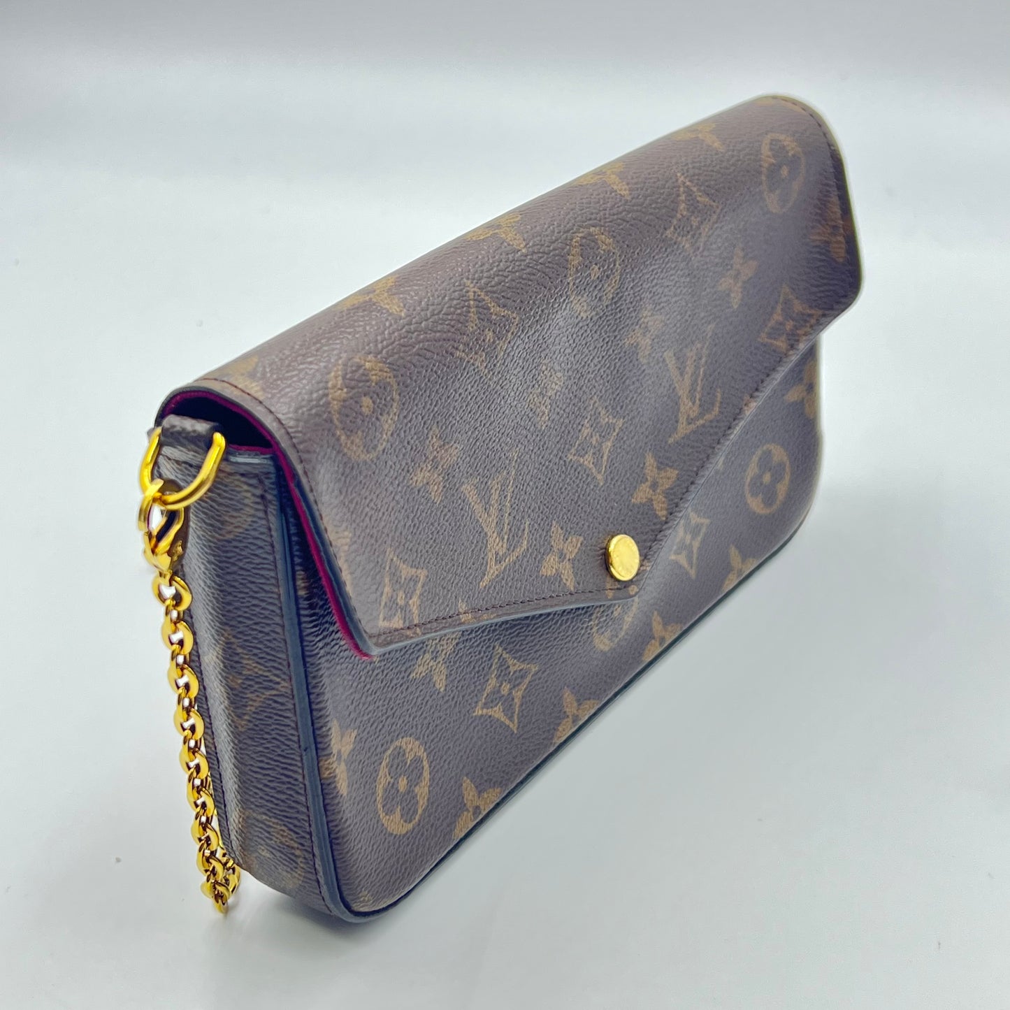 Monogram Pochette Felicie Chain Wallet Fuchsia