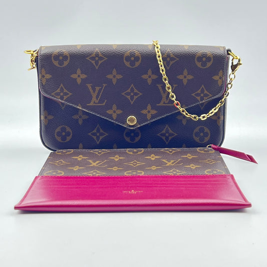 Monogram Pochette Felicie Chain Wallet Fuchsia Microchipped