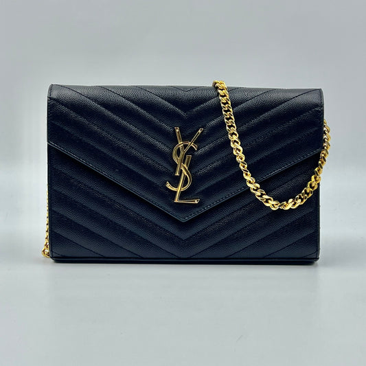 CLASSIC CASSANDRE CHAIN WALLET IN GRAIN DE POUDRE LEATHER