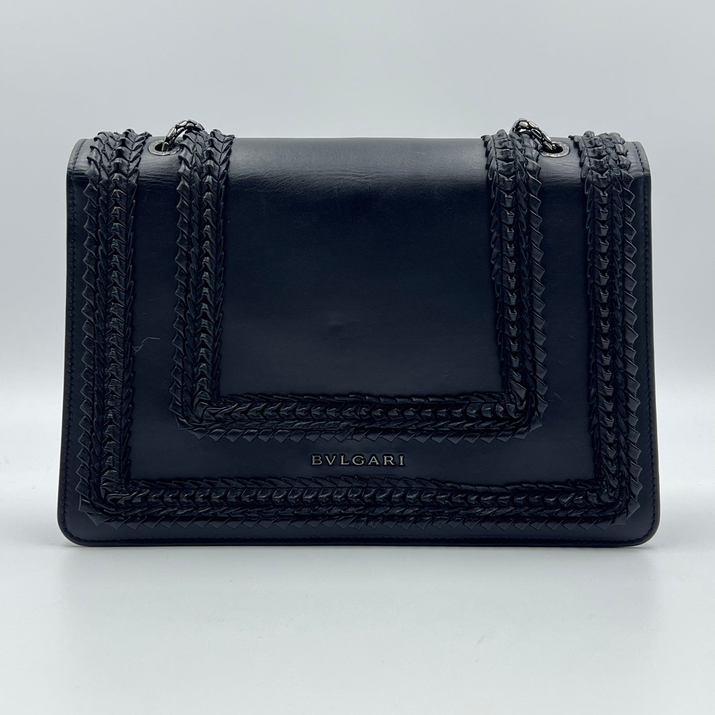 Calfskin Plisse Serpenti Forever Crossbody Bag Black
