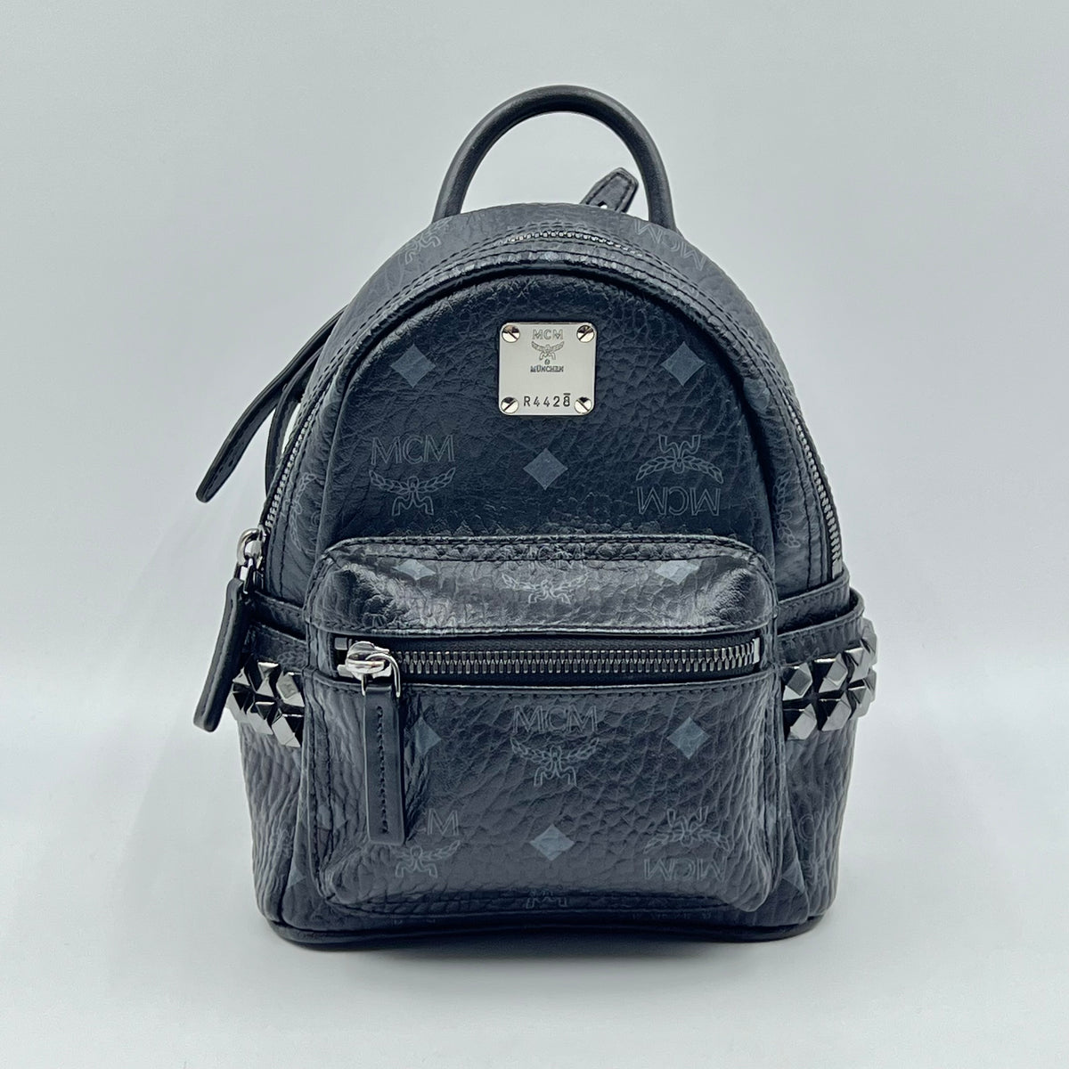 MCM Black Visetos Coated Canvas and Leather X-Mini Stark Bebe Boo Backpack0