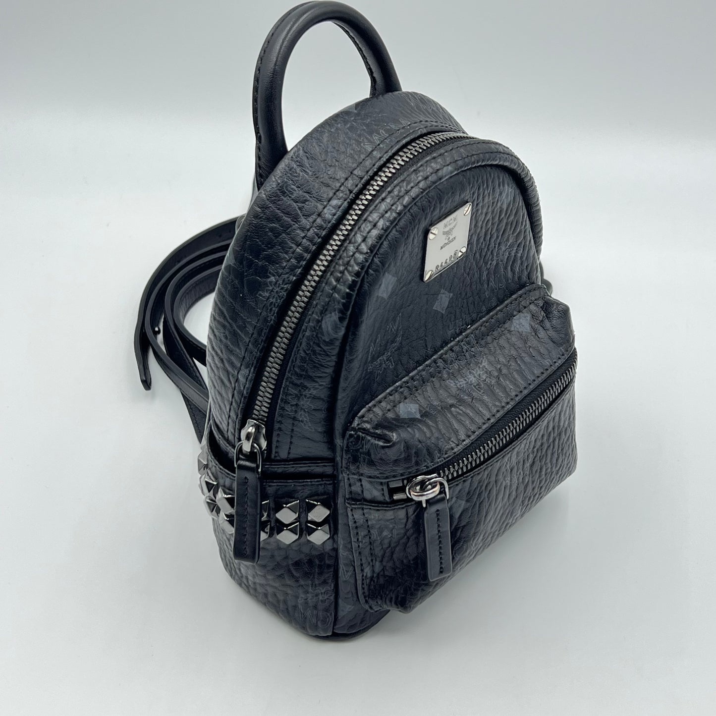 Black Visetos Coated Canvas and Leather X-Mini Stark Bebe Boo Backpack0