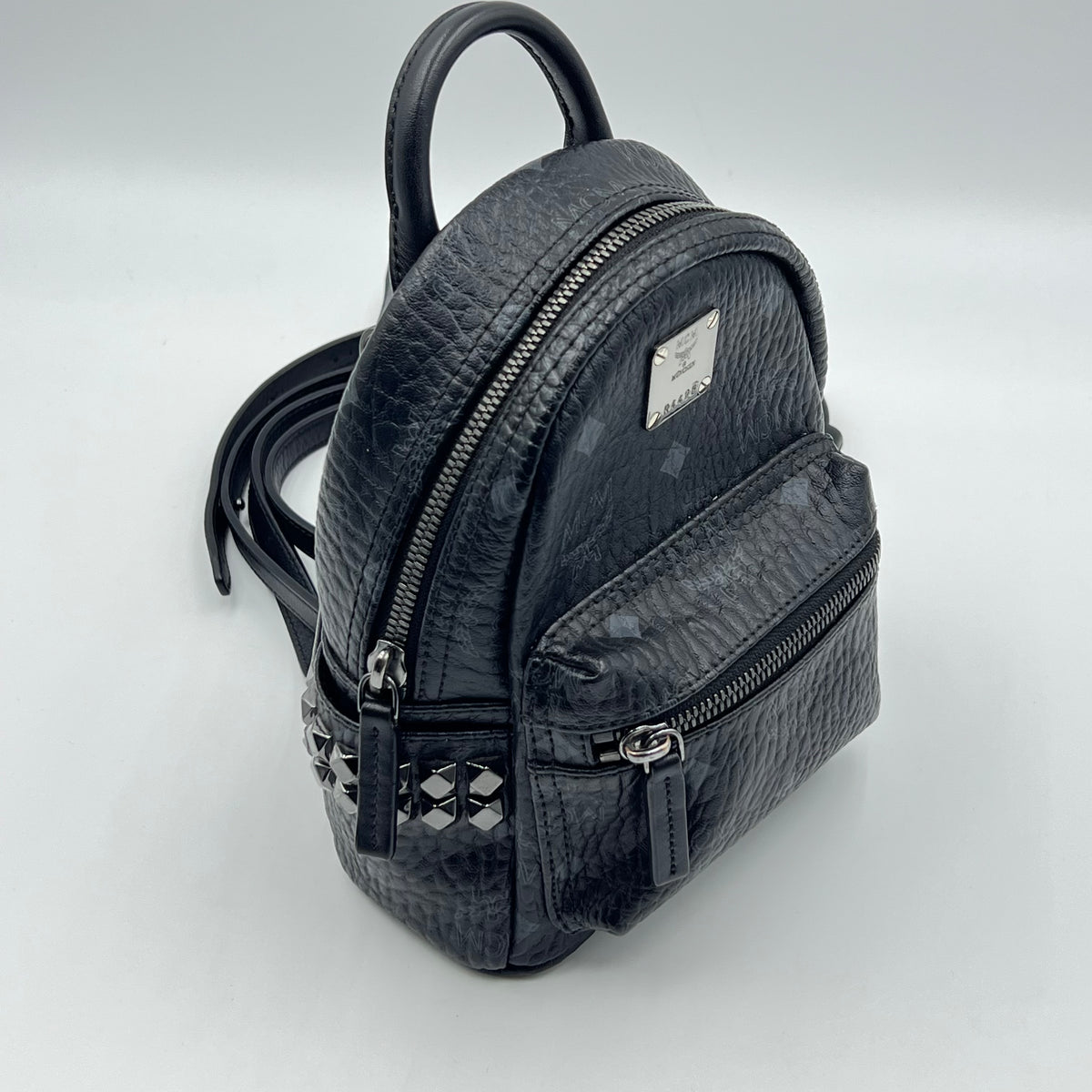 MCM Black Visetos Coated Canvas and Leather X-Mini Stark Bebe Boo Backpack0 — view 2 of 9 Black Visetos Coated Canvas and Leather X-Mini Stark Bebe Boo Backpack0, view 2 of 9
