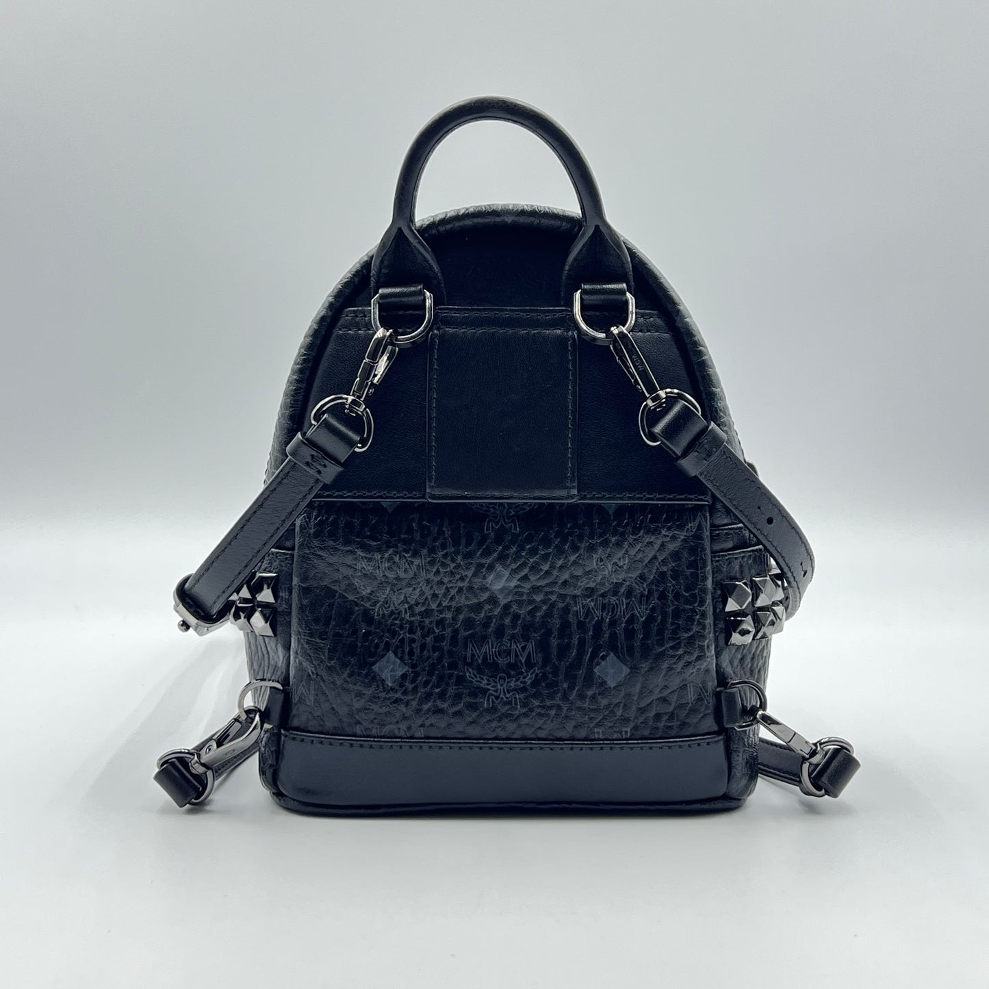 Black Visetos Coated Canvas and Leather X-Mini Stark Bebe Boo Backpack0