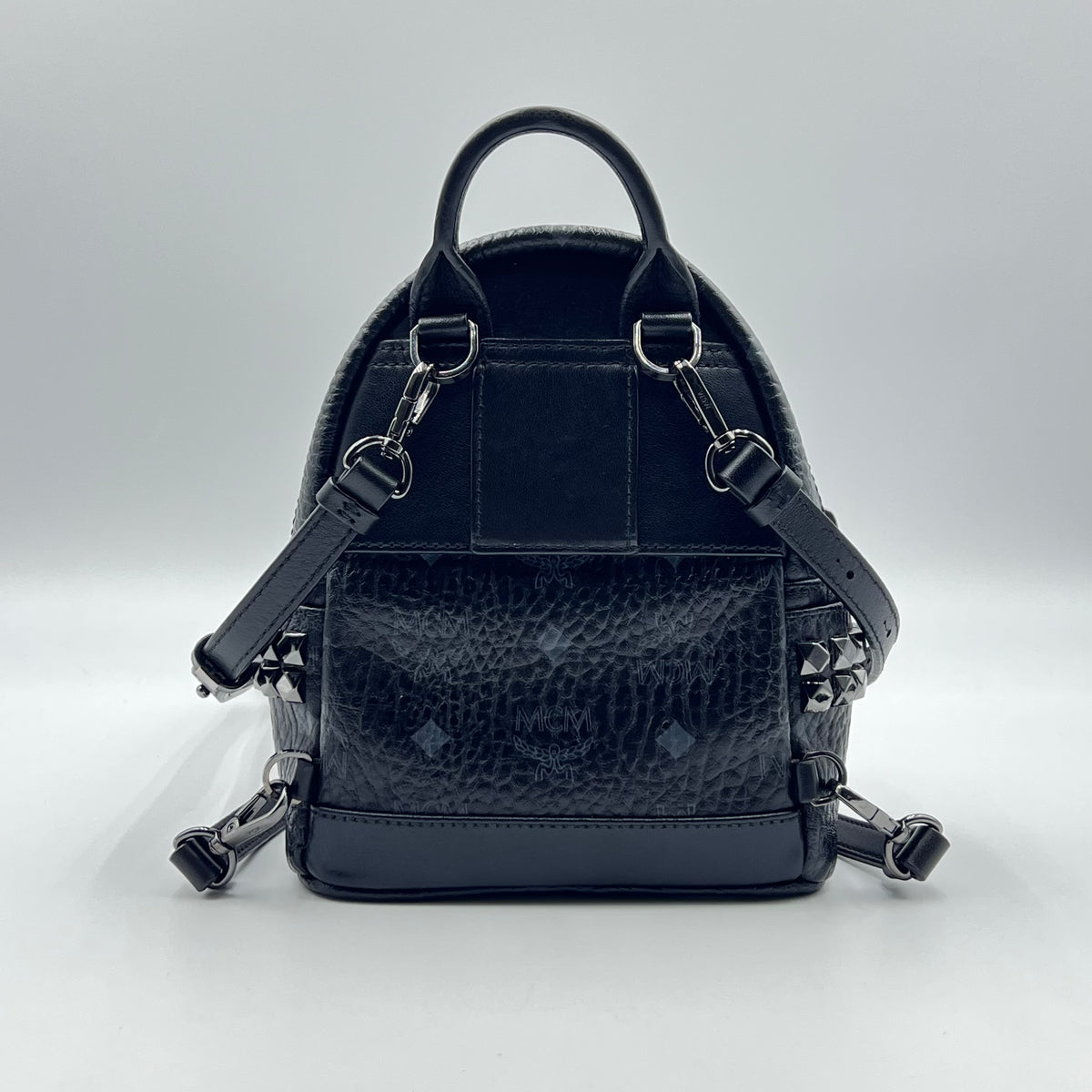 MCM Black Visetos Coated Canvas and Leather X-Mini Stark Bebe Boo Backpack0 — view 3 of 9 Black Visetos Coated Canvas and Leather X-Mini Stark Bebe Boo Backpack0, view 3 of 9