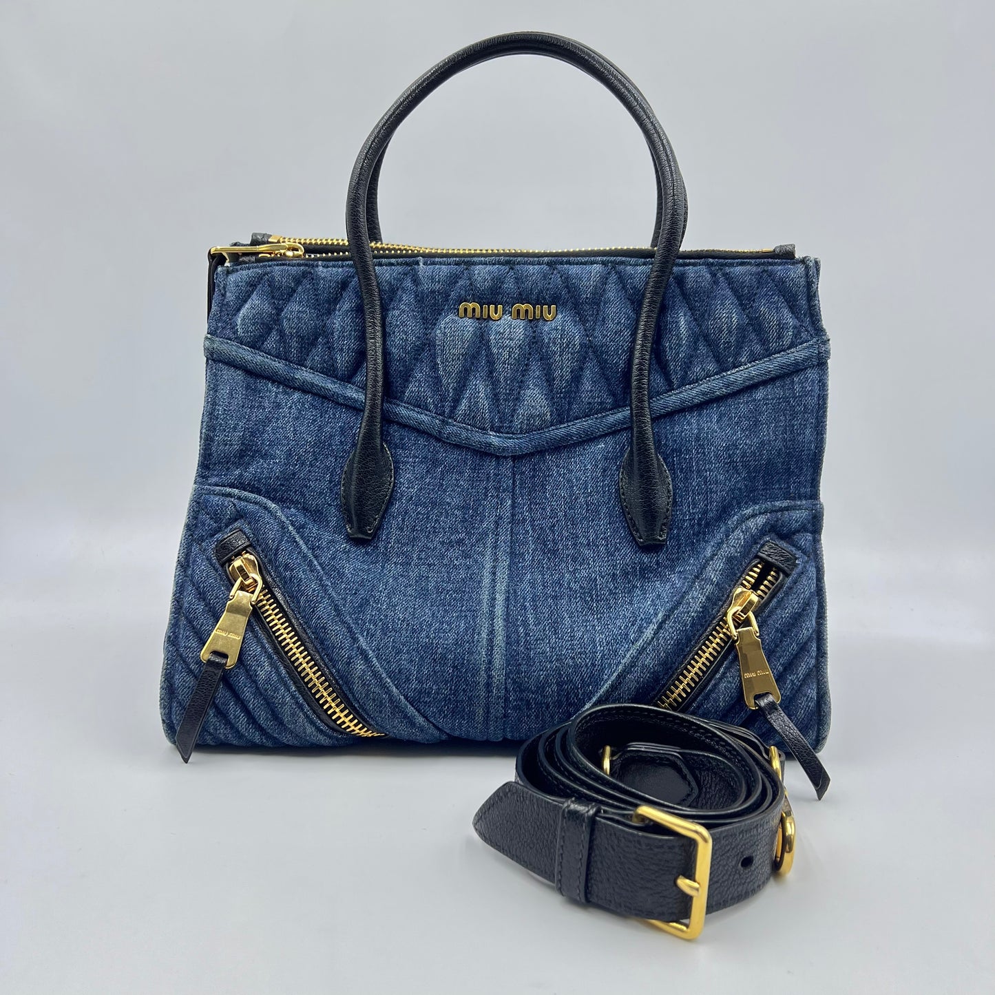 Blue Denim Biker Handbag
