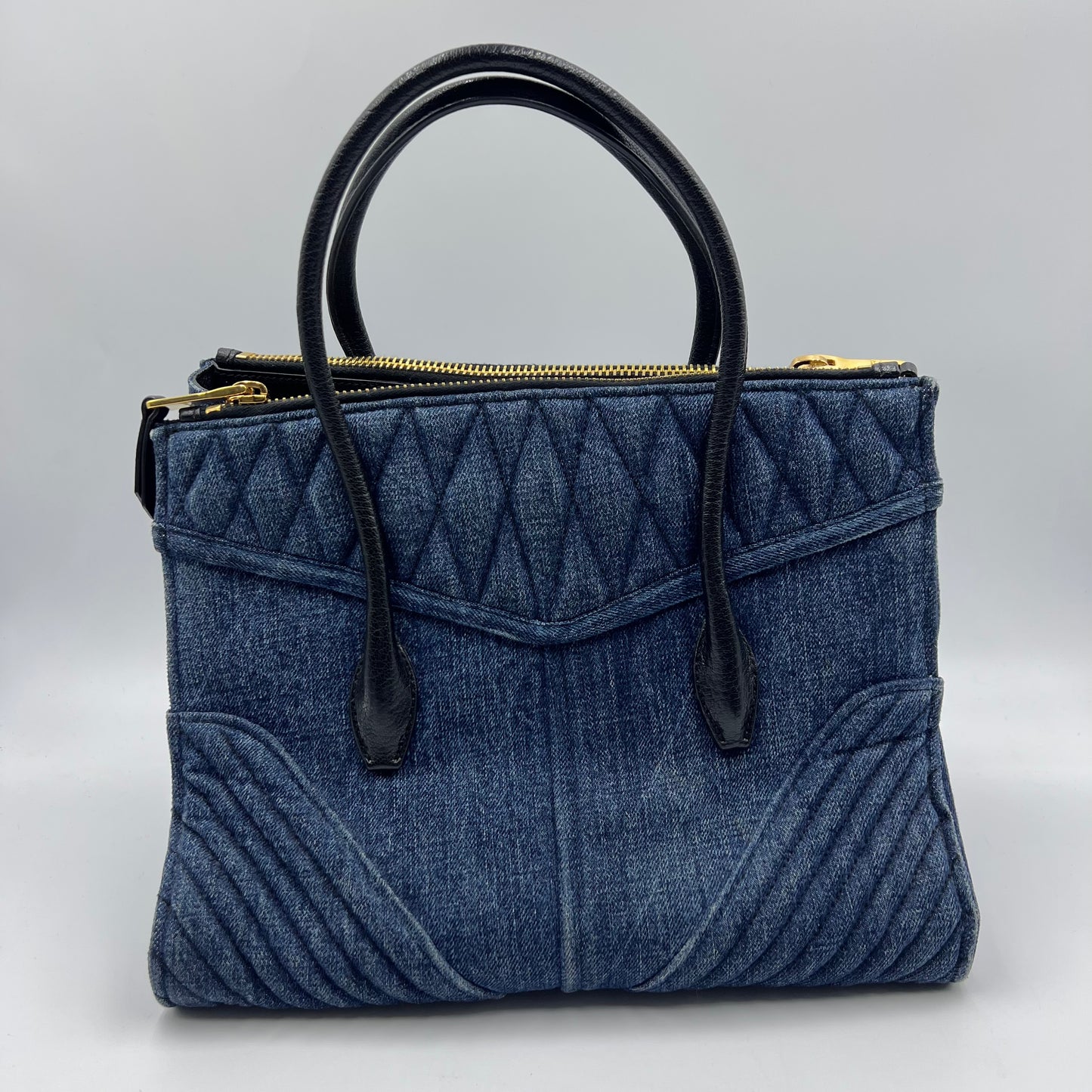 Blue Denim Biker Handbag