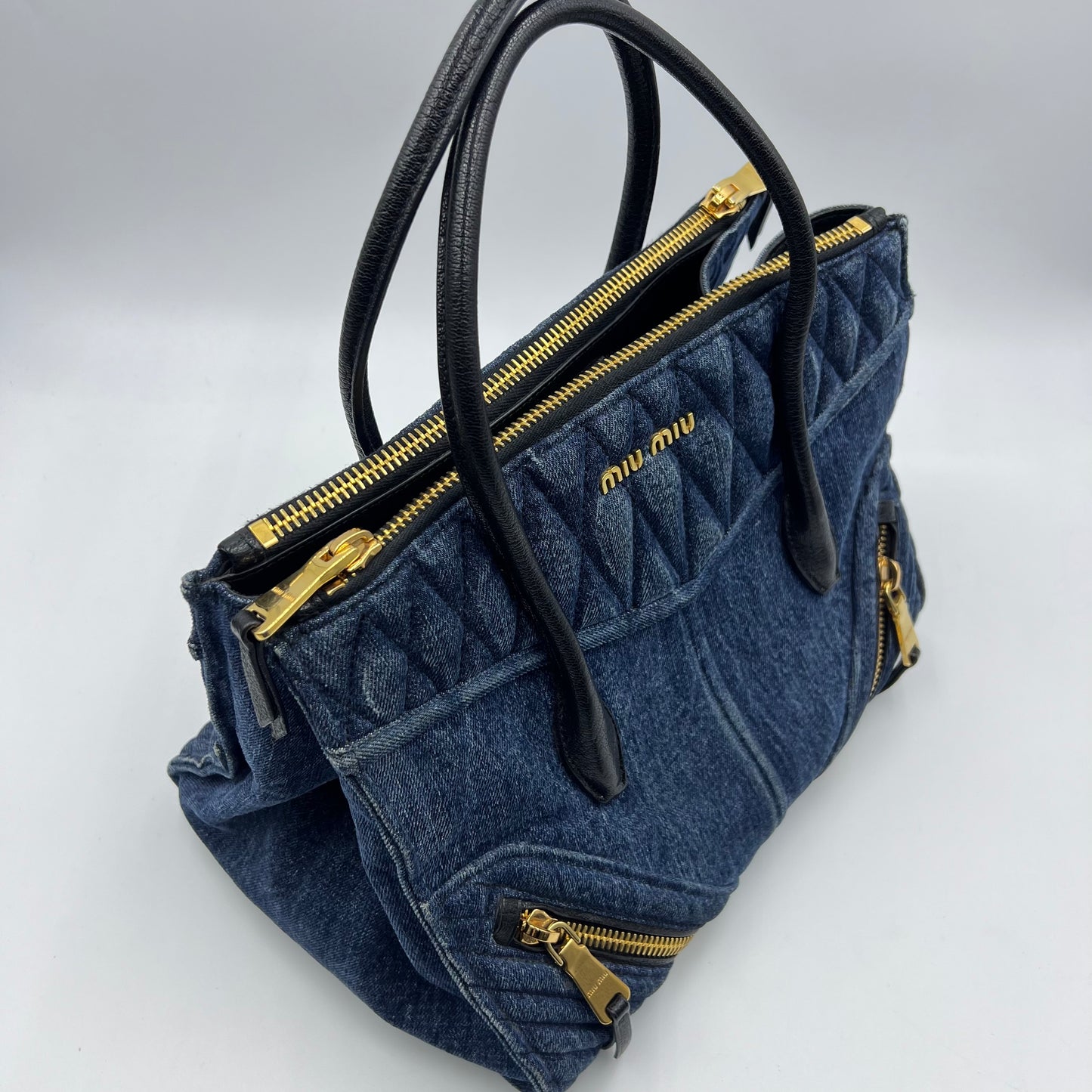 Blue Denim Biker Handbag