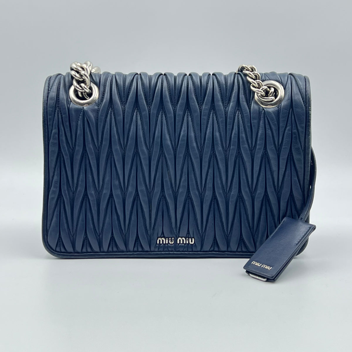 Miu Miu Flap Bag Matelasse Navy Blue — view 1 of 7 Flap Bag Matelasse Navy Blue, view 1 of 7