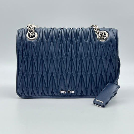 Flap Bag Matelasse Navy Blue