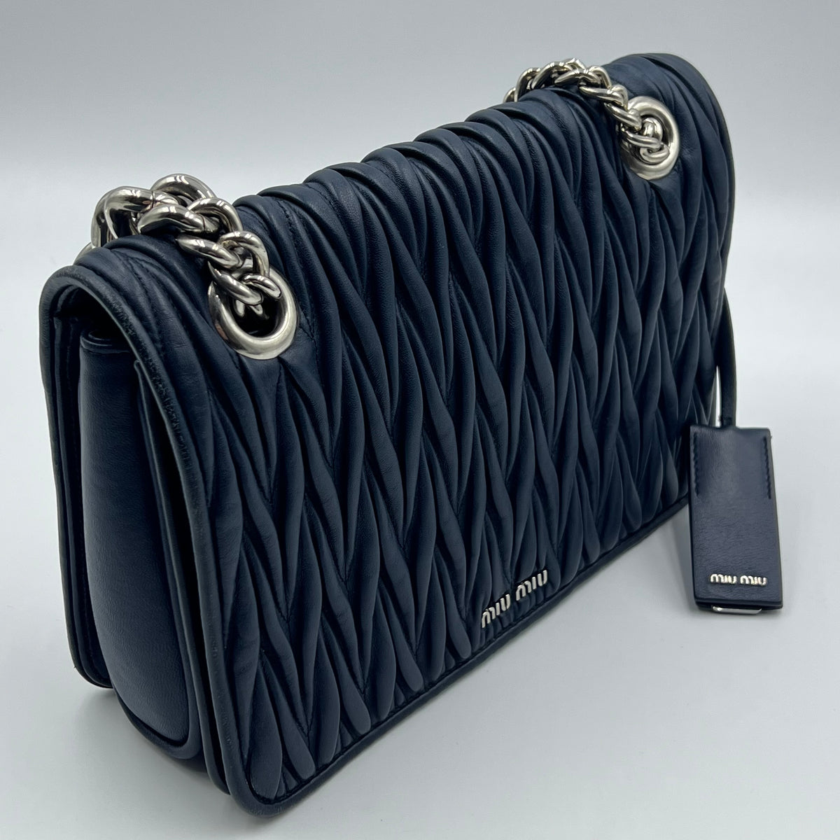 Miu Miu Flap Bag Matelasse Navy Blue — view 2 of 7 Flap Bag Matelasse Navy Blue, view 2 of 7