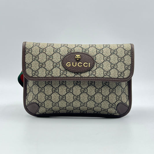 GG Supreme Monogram Neo Vintage Web Belt Bag Brown