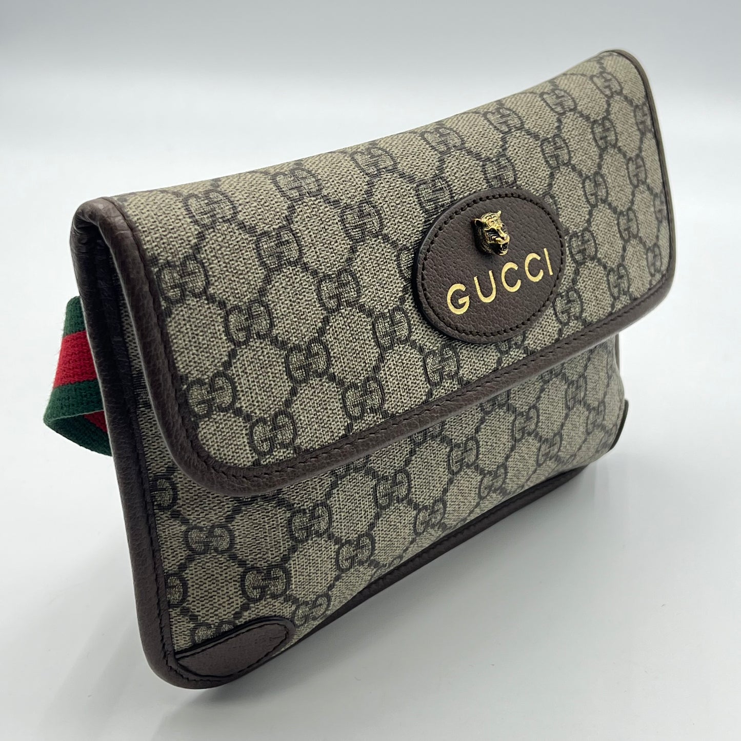 GG Supreme Monogram Neo Vintage Web Belt Bag Brown