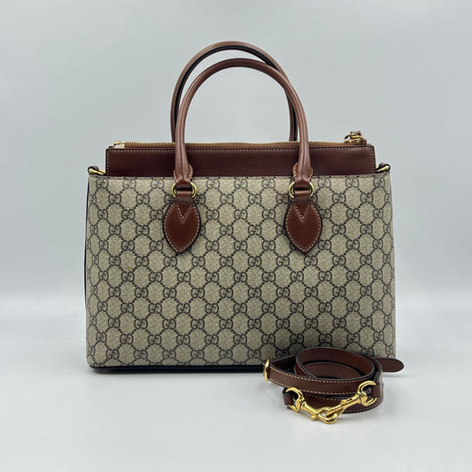 Gucci Brown GG Supreme Canvas Tote Bag