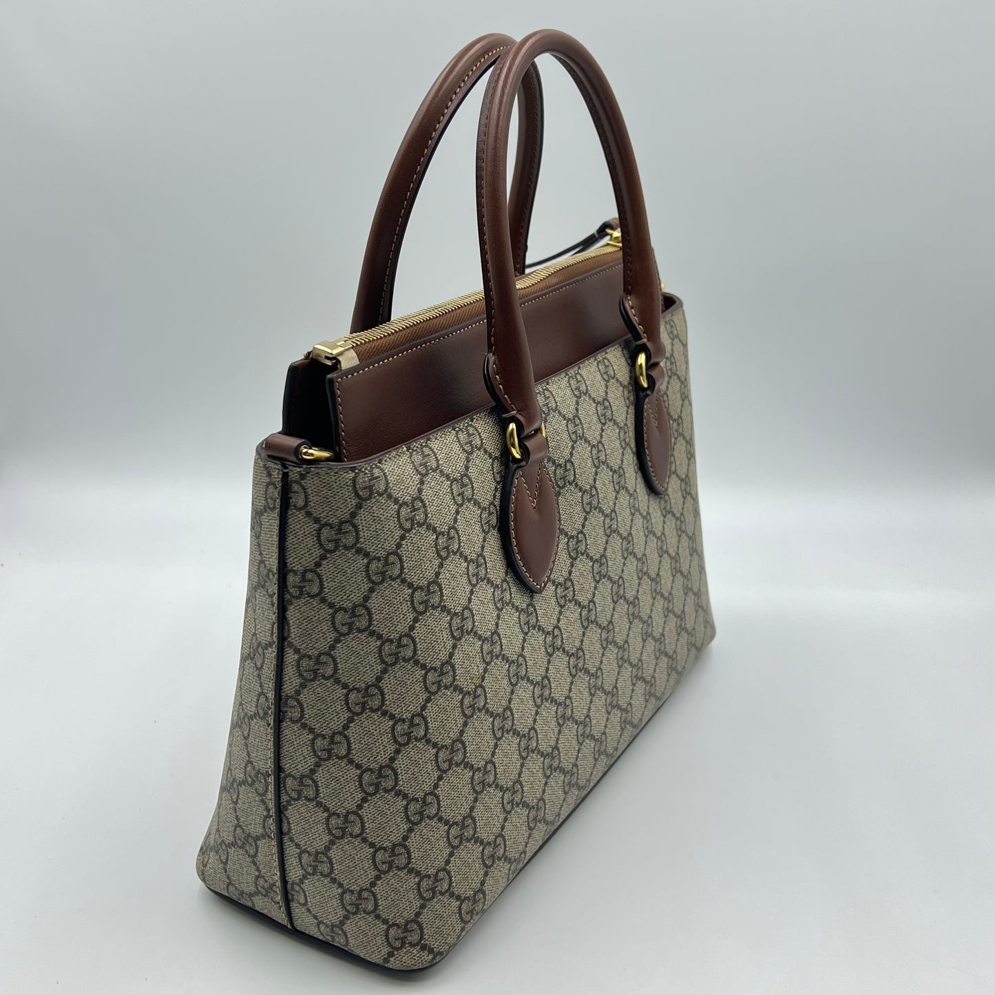 Gucci Brown GG Supreme Canvas Tote Bag