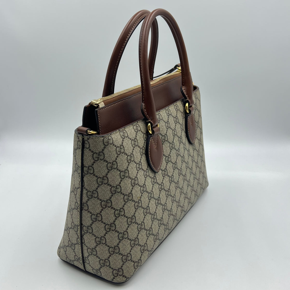 Gucci Brown GG Supreme Canvas Tote Bag — view 2 of 8 Brown GG Supreme Canvas Tote Bag, view 2 of 8