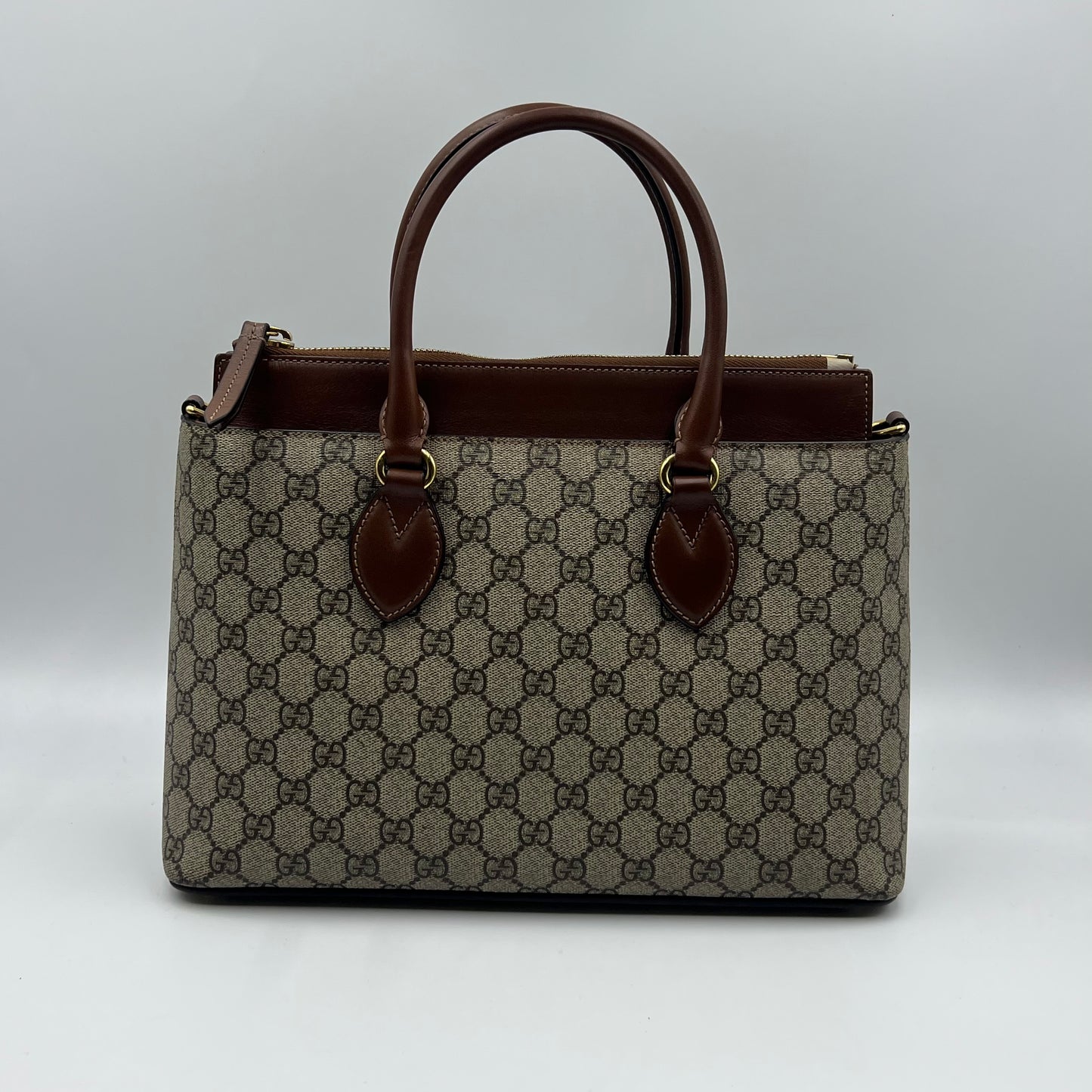 Gucci Brown GG Supreme Canvas Tote Bag