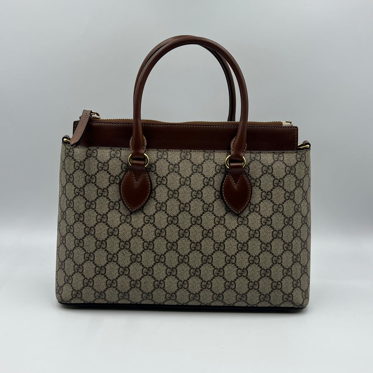 Gucci Brown GG Supreme Canvas Tote Bag — view 3 of 8 Brown GG Supreme Canvas Tote Bag, view 3 of 8