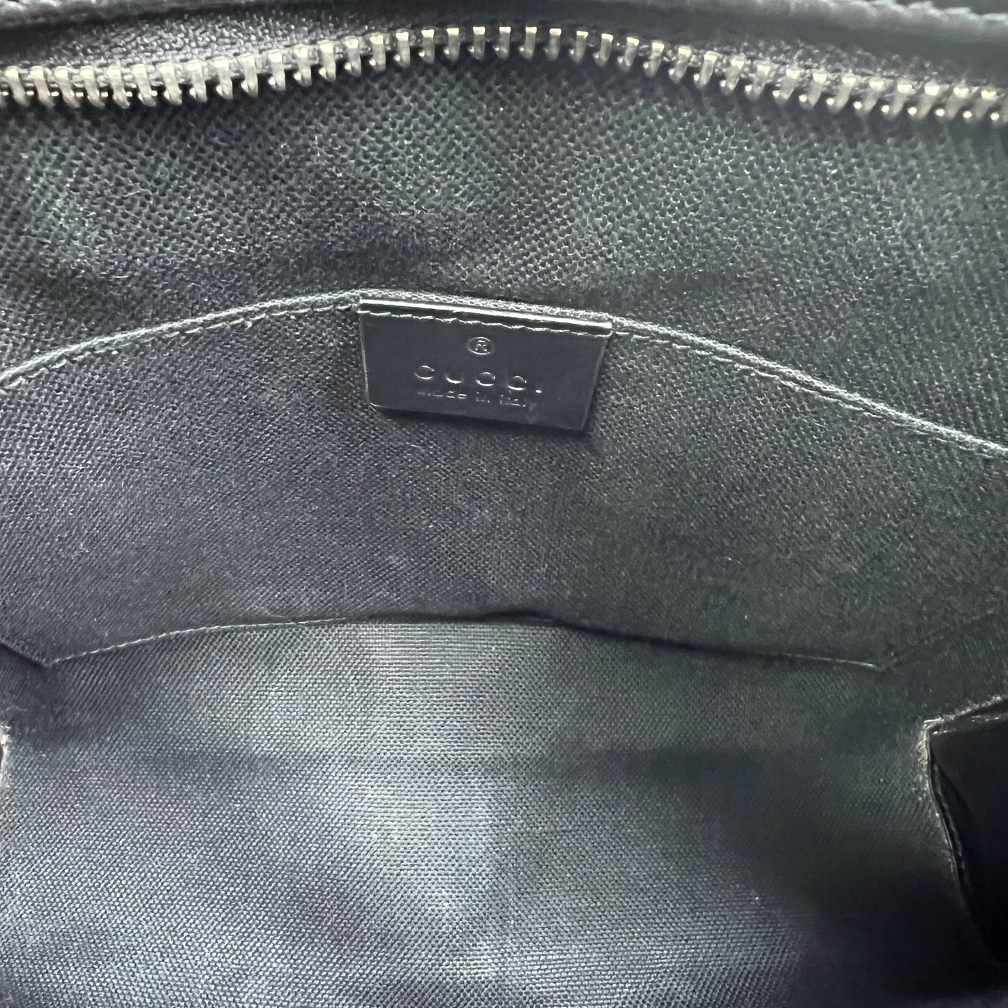 GG Supreme Monogram Selleria Calfskin Web New Web Cosmetic Case Black