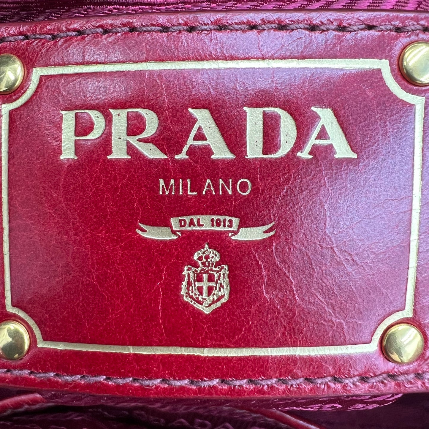Prada Red Vitello Shine Leather Logo Shopper Tote