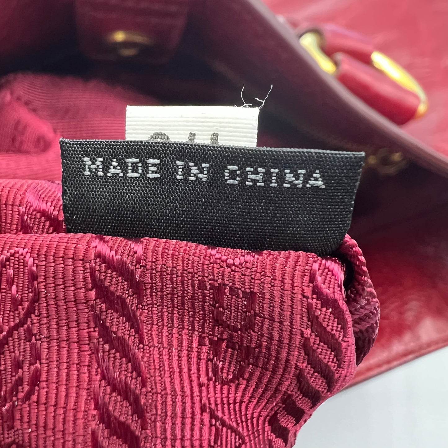 Prada Red Vitello Shine Leather Logo Shopper Tote