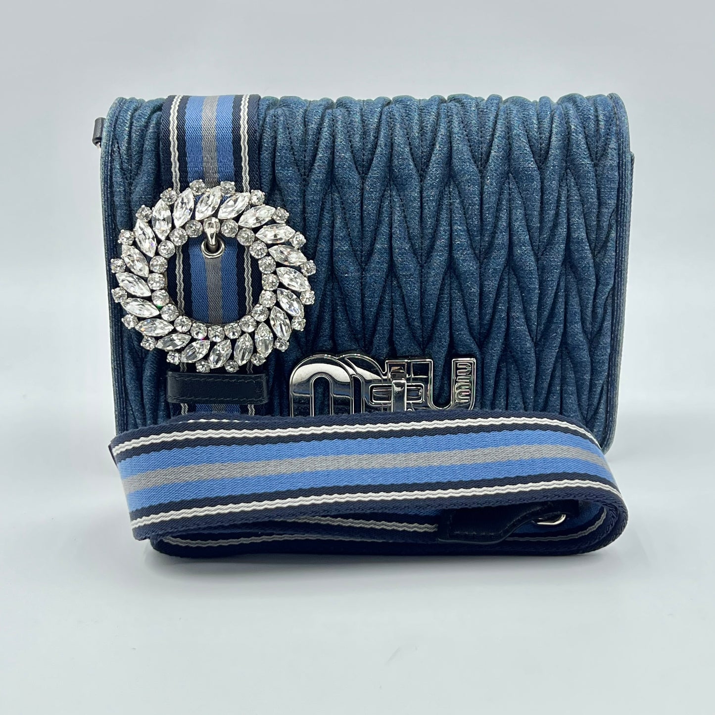Denim Matelasse MATELASSE MIU LOGO Shoulder Bag