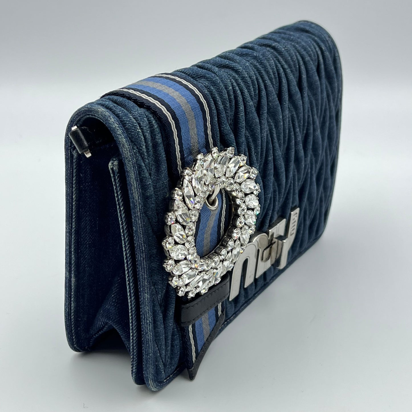 Denim Matelasse MATELASSE MIU LOGO Shoulder Bag