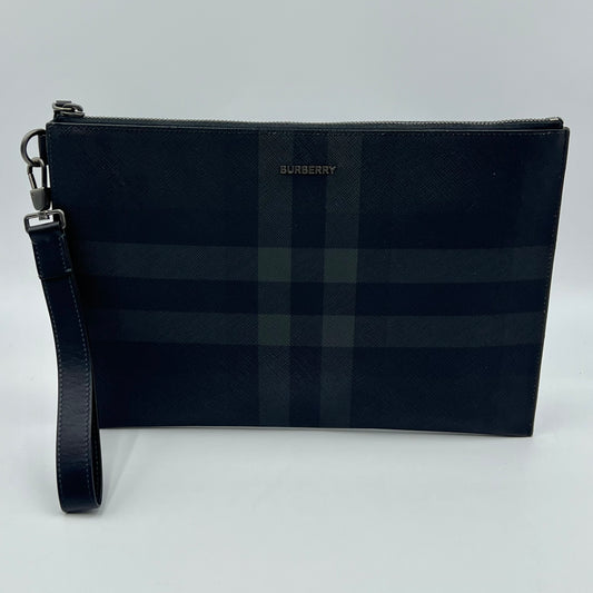 edin checked leather clutch