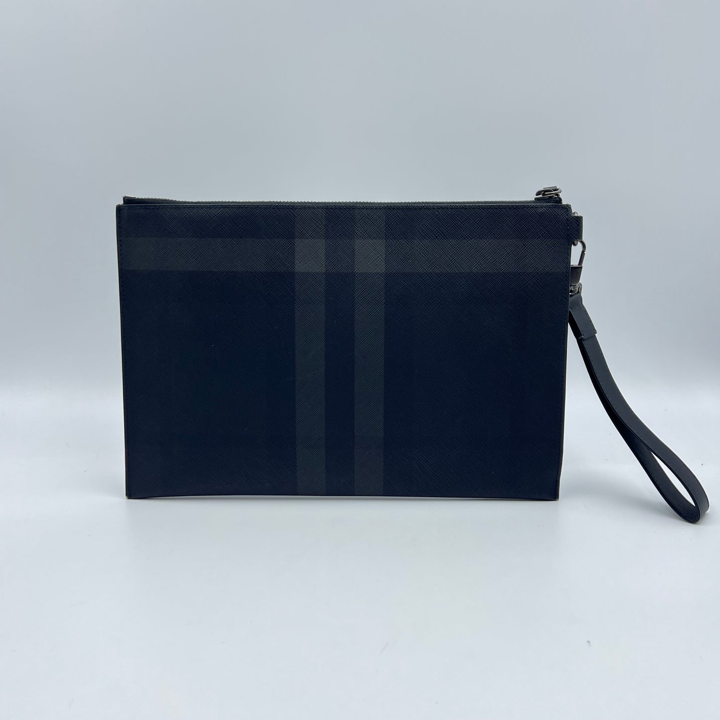 edin checked leather clutch