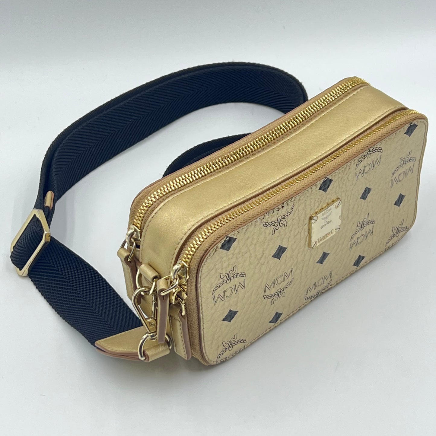 Camera Crossbody Bags Gold Metallic