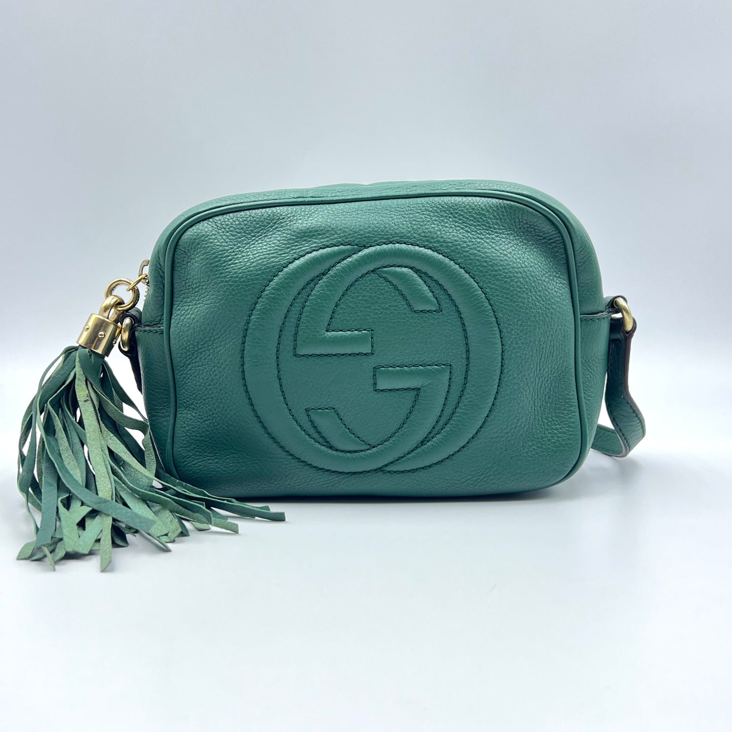 Pebbled Calfskin Small Soho Disco Bag Emerald Green