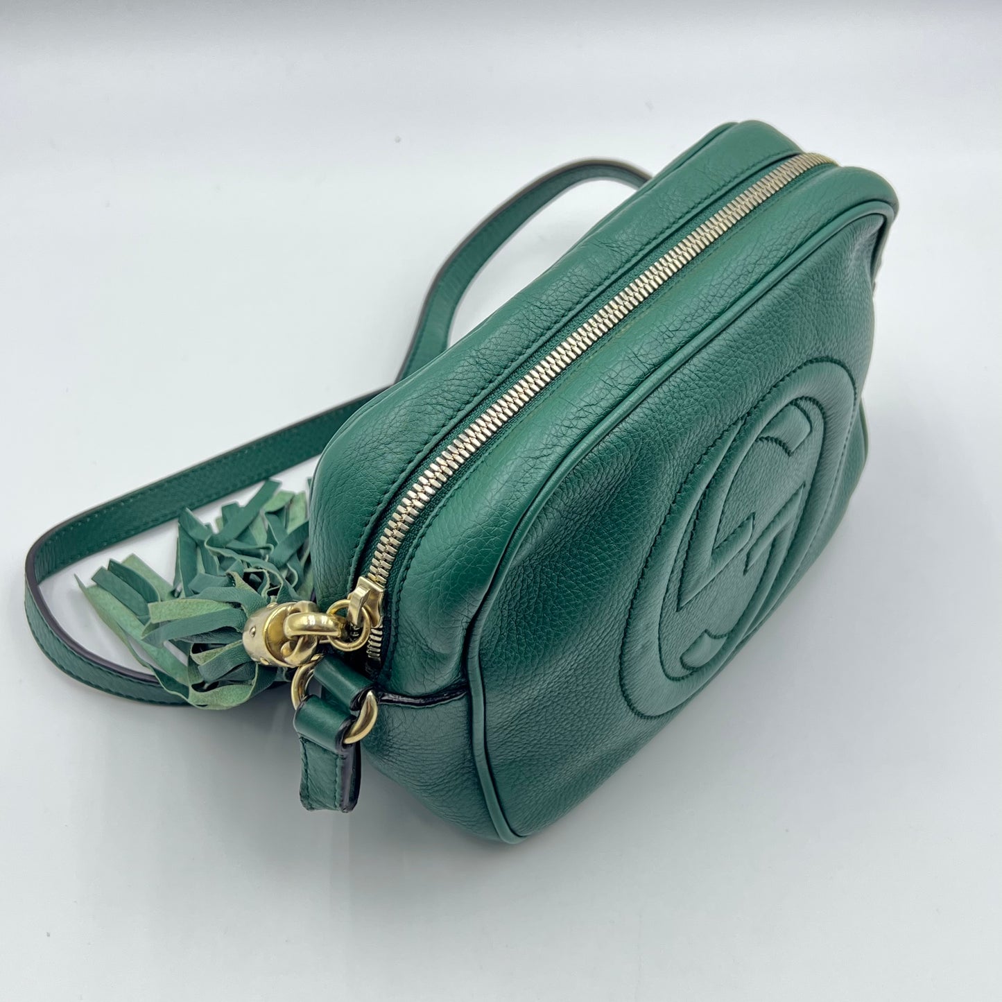 Pebbled Calfskin Small Soho Disco Bag Emerald Green