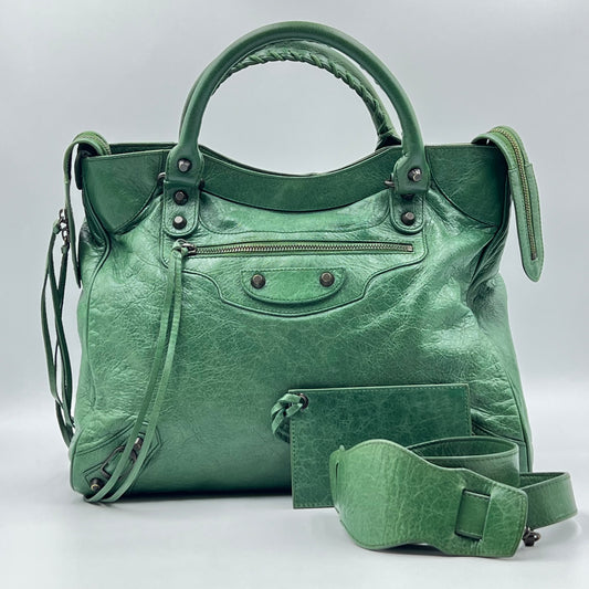 Green Motocross Giant 12 Velo Leather Satchel