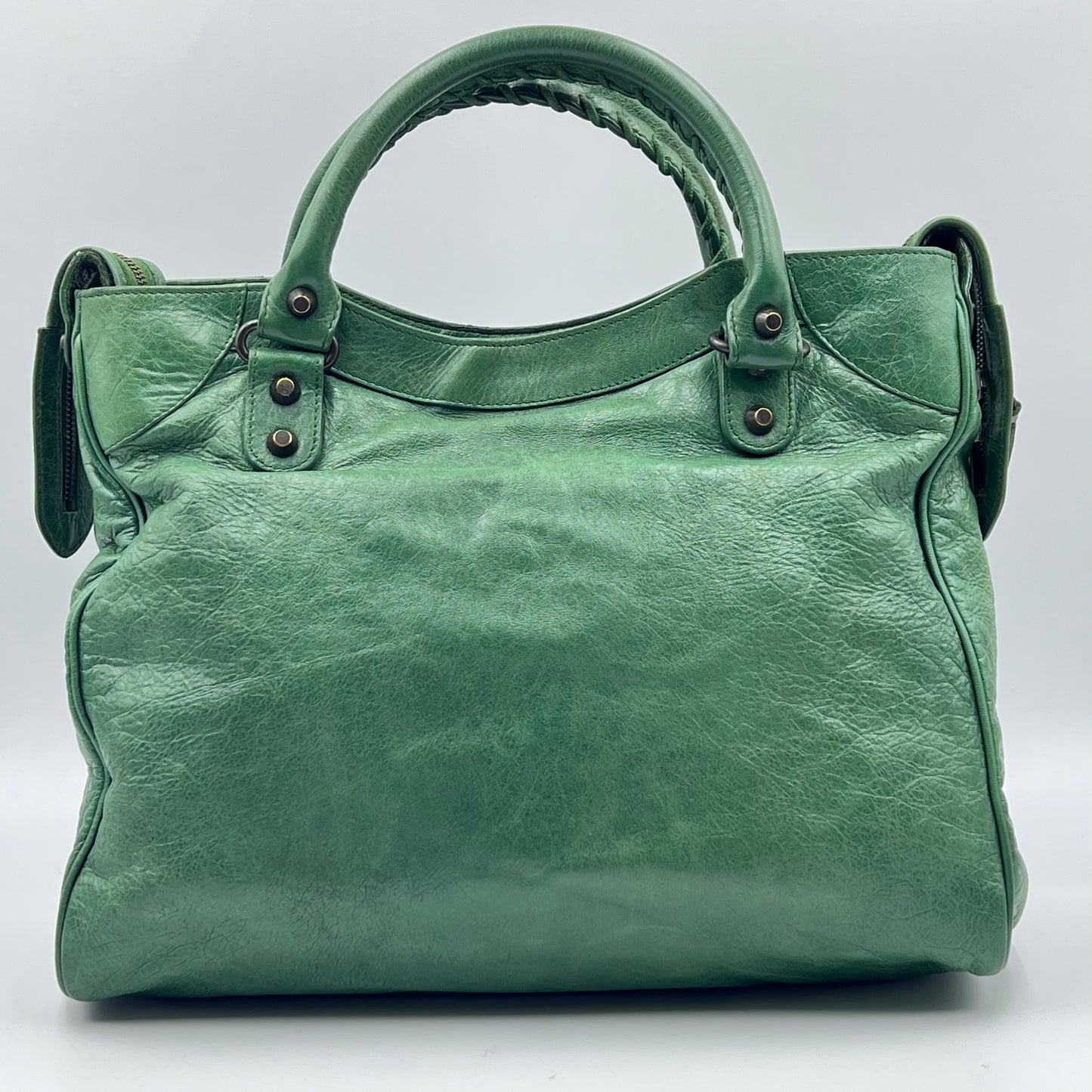 Green Motocross Giant 12 Velo Leather Satchel