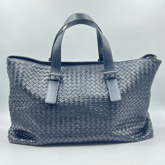 Bottega Veneta Black Intrecciato Leather Large Cabat Tote