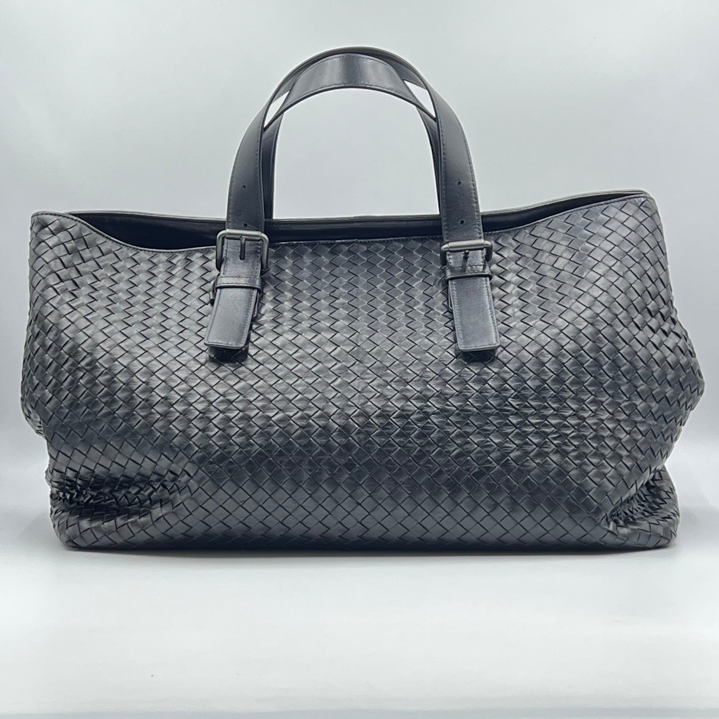 Bottega Veneta Black Intrecciato Leather Large Cabat Tote